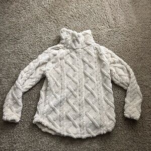 Eddie Bauer White Cable Knit Turtleneck Sweater